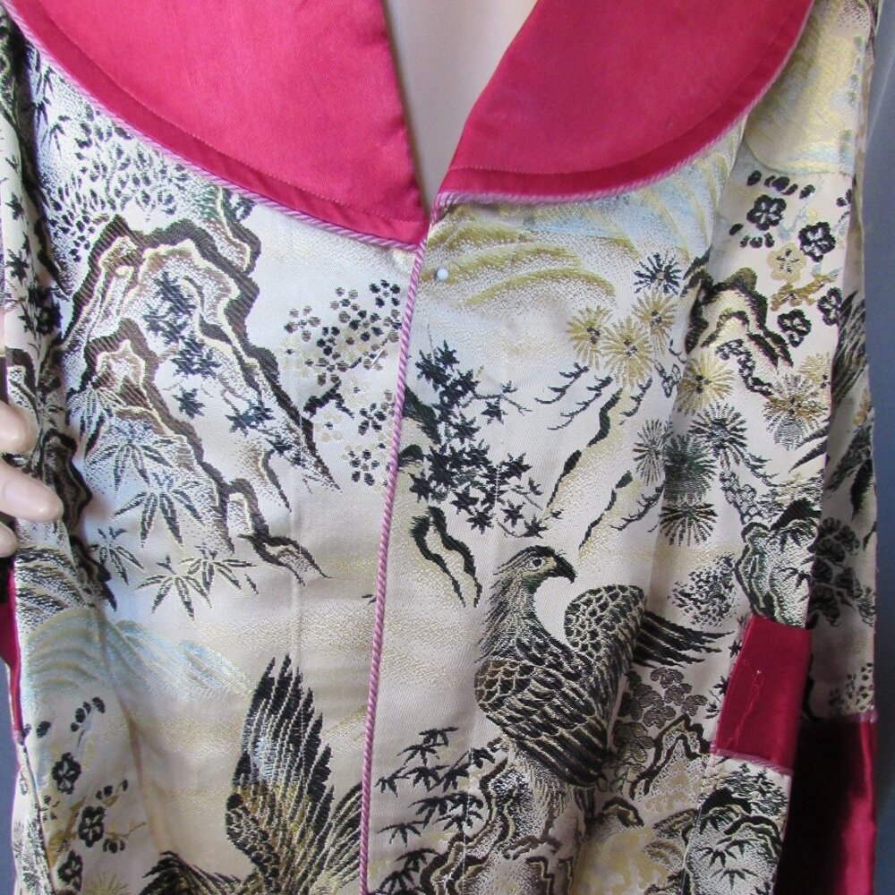 SALE Handsome Vintage Unisex Embroidered Smoking Jacket Robe Asian Influence - Picture 10 of 15